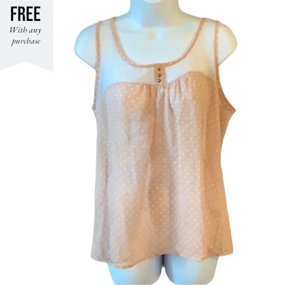 FREE Pink Polka Dot and Lace Tank size M